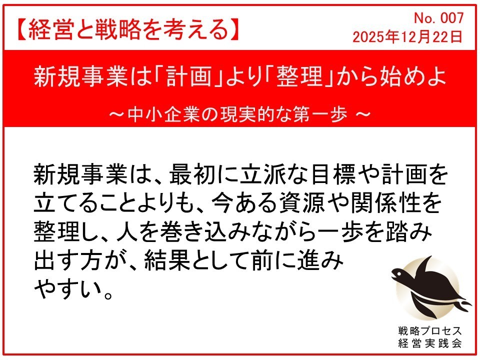 新規事業は「計画」より「整理」から始めよ