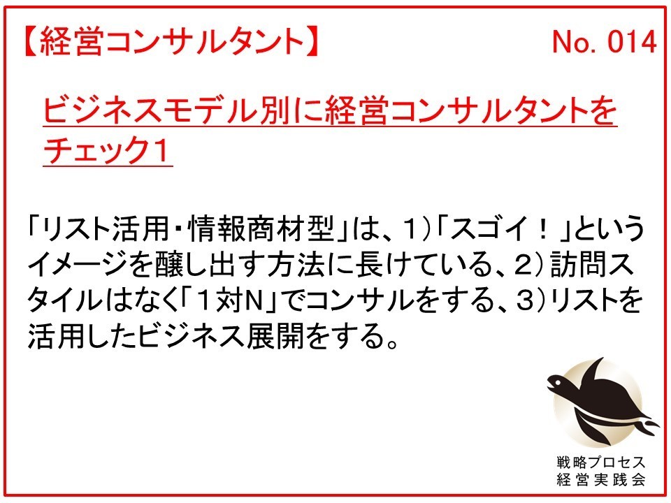 ビジネスモデル別に経営コンサルタントをチェック１