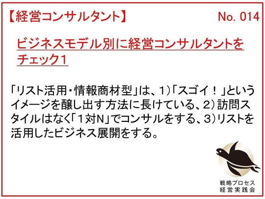 ビジネスモデル別に経営コンサルタントをチェック１